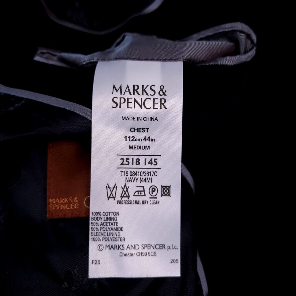 Marks & Spencer Soft Touch Blazer Jacket Mens 44R Reg Fit Navy Blue Sport Coat