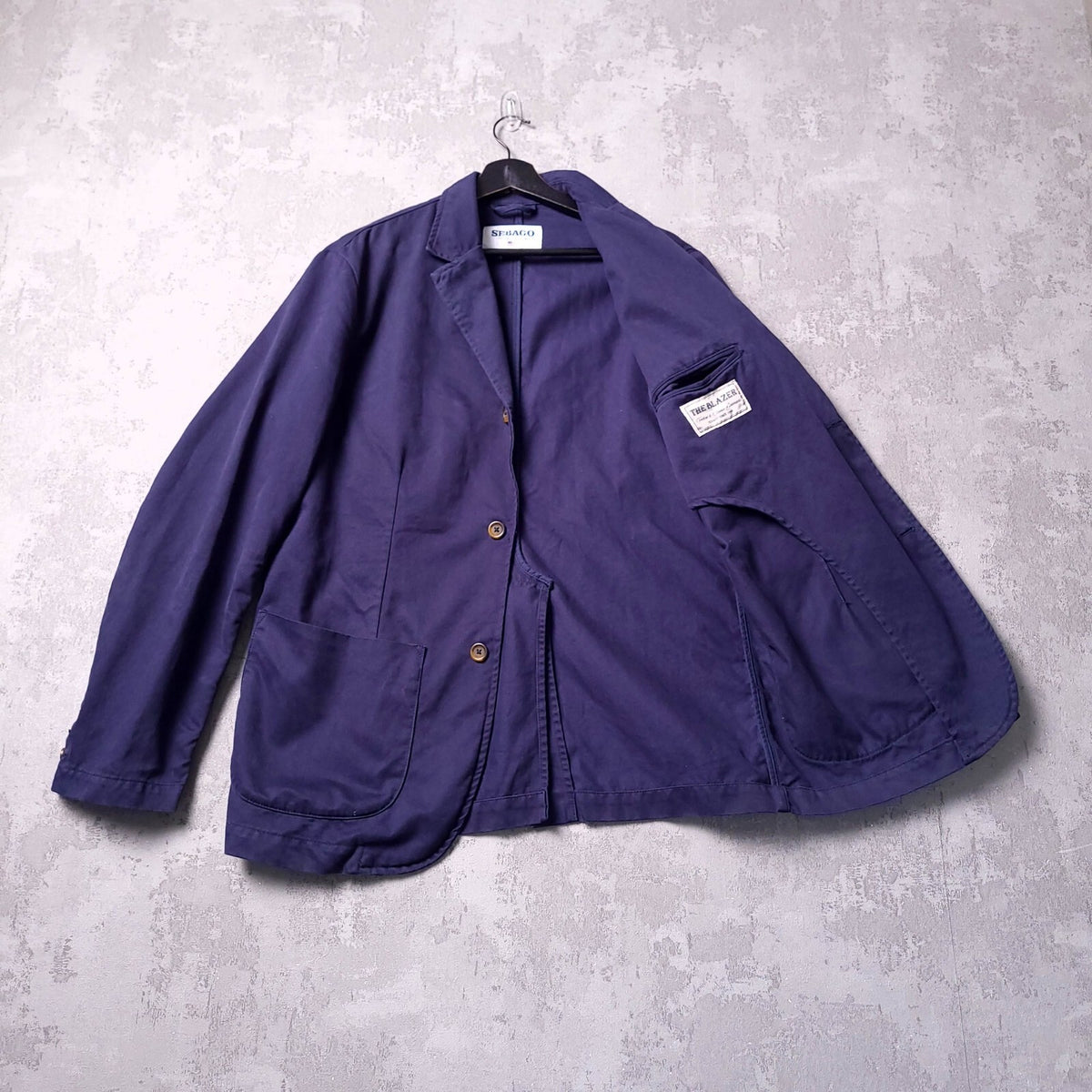 Sebago Blazer Jacket Mens 42 Regular Fit Navy Blue Sport Coat Cotton Chore