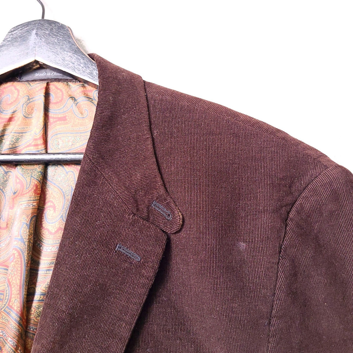 Lauren Ralph Lauren Corduroy Blazer Jacket Mens 42R Reg Fit Brown Elbow