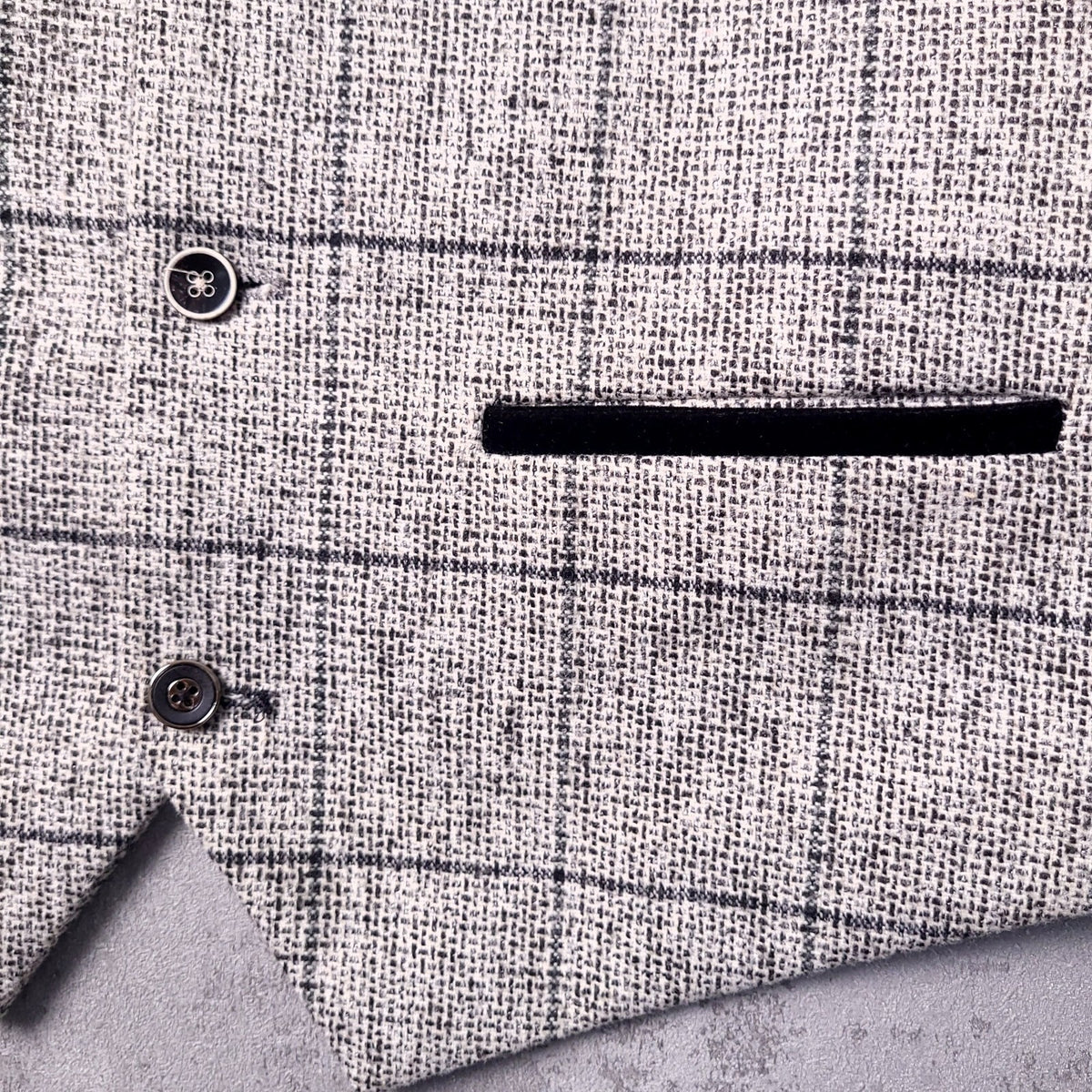 Marc Darcy Tweed Blazer Waistcoat Mens 38R Regular Grey Check Elbow Patch