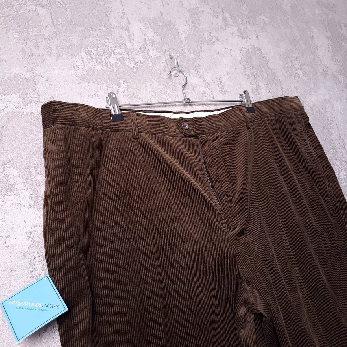 Greenwoods Escape Corduroy Trousers Mens 50R Regular Fit Brown Cotton Cords