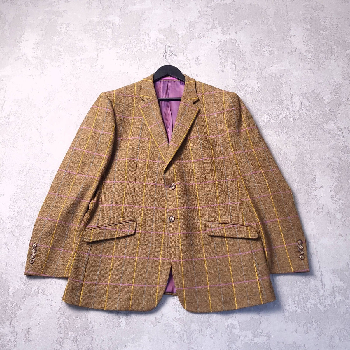 Brook Taverner Moon Tweed Blazer Jacket Mens 44R Brown Check Centenary Limited