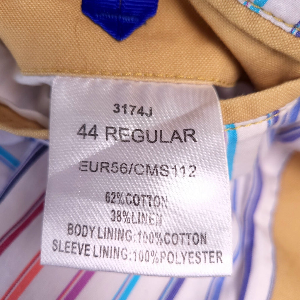 Brook Taverner Linen Blazer Jacket Mens 44R Regular Fit Yellow Cotton Sport Coat