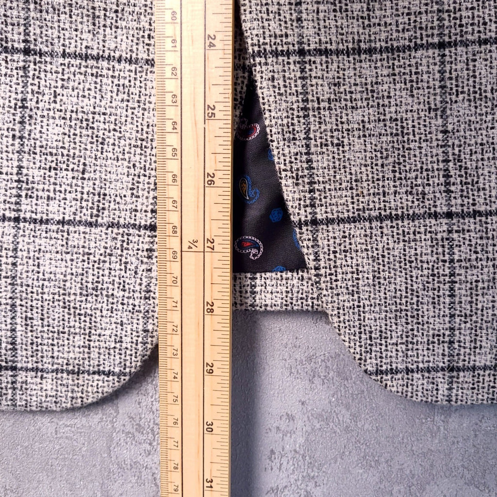 Marc Darcy Tweed Blazer Waistcoat Mens 38R Regular Grey Check Elbow Patch