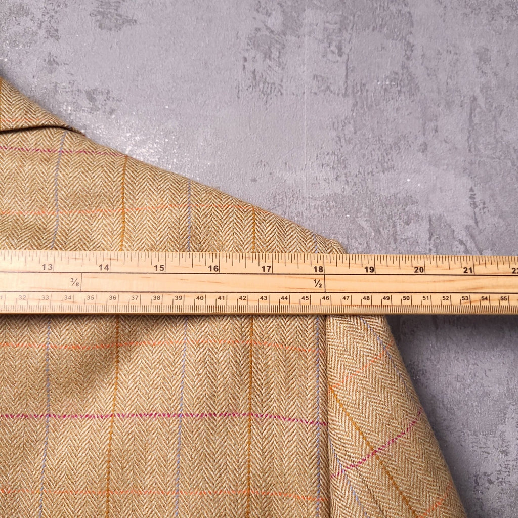 Brook Taverner Herringbone Tweed Blazer Jacket Mens 40R Beige Check Wool Sport