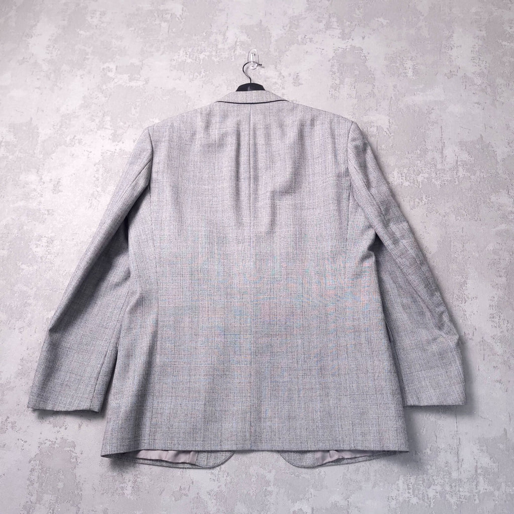 Vintage St Michael Tweed Blazer Jacket Mens 42R Regular Fit Grey Blue Check