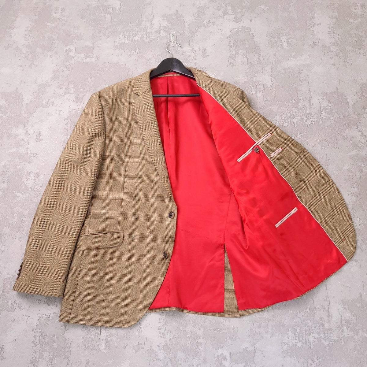 Brook Taverner Tweed Blazer Mens 44S Brown Check 100% Wool Jacket Sport Coat