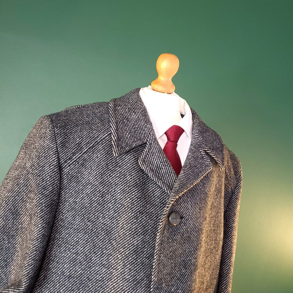 Brook Taverner Tweed Overcoat Mens 42R Regular Fit Grey Herringbone Wool Jacket