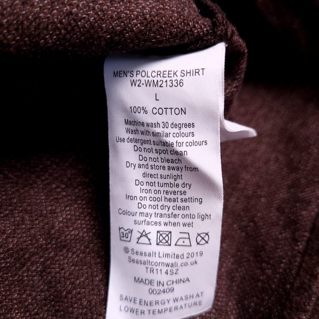 Seasalt Overshirt Shirt Mens L Regular Fit Brown Button Down Long Sleeve Cotton