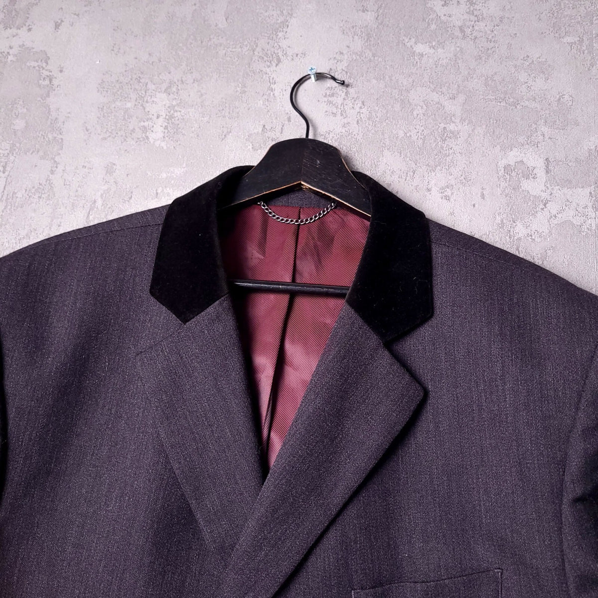 Samuel Windsor Wool Overcoat Mens 42R Reg Fit Grey Velvet Collar Crombie Coat