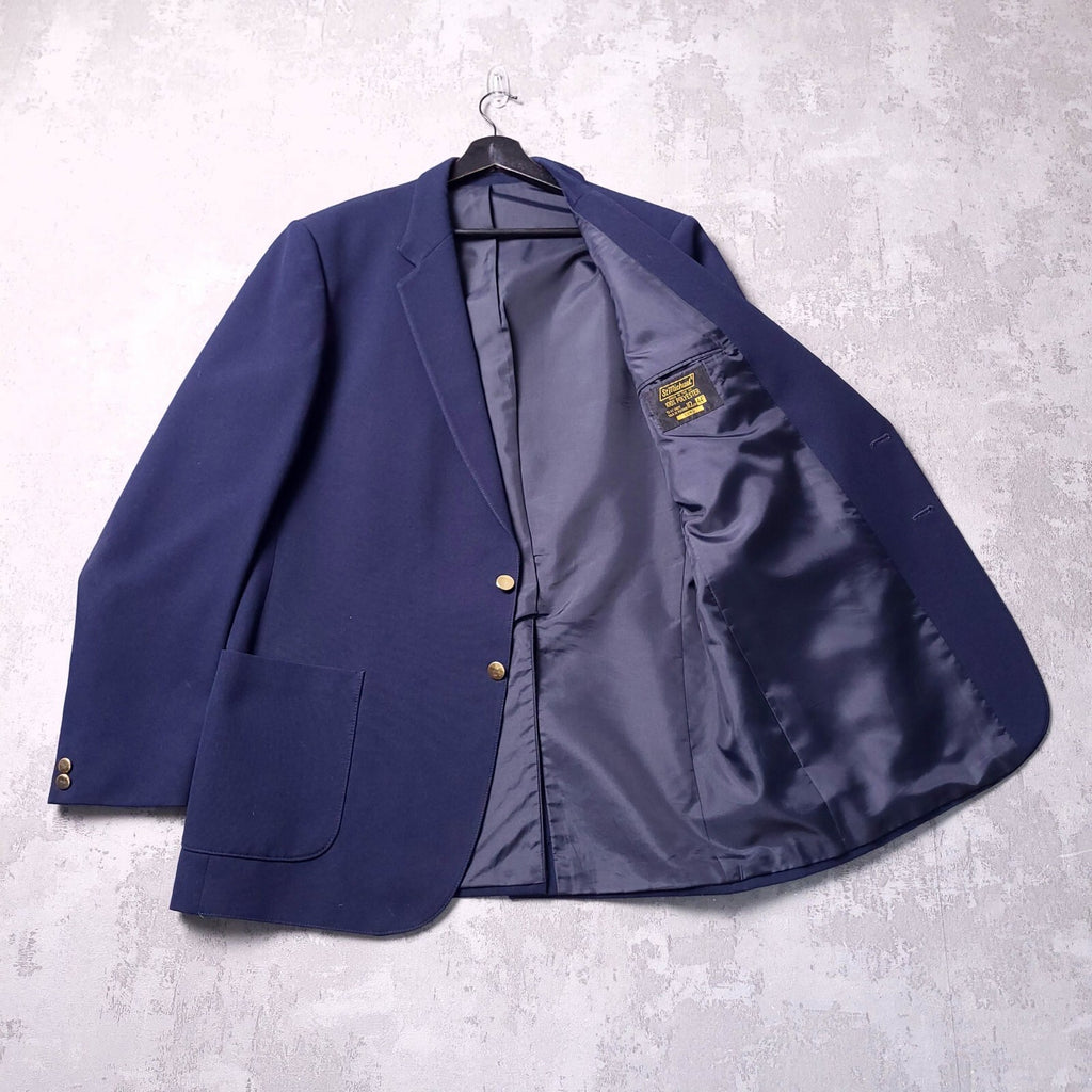 Marks & Spencer Blazer Jacket Mens 44L Reg Fit Navy Blue Sport Coat Gold Buttons