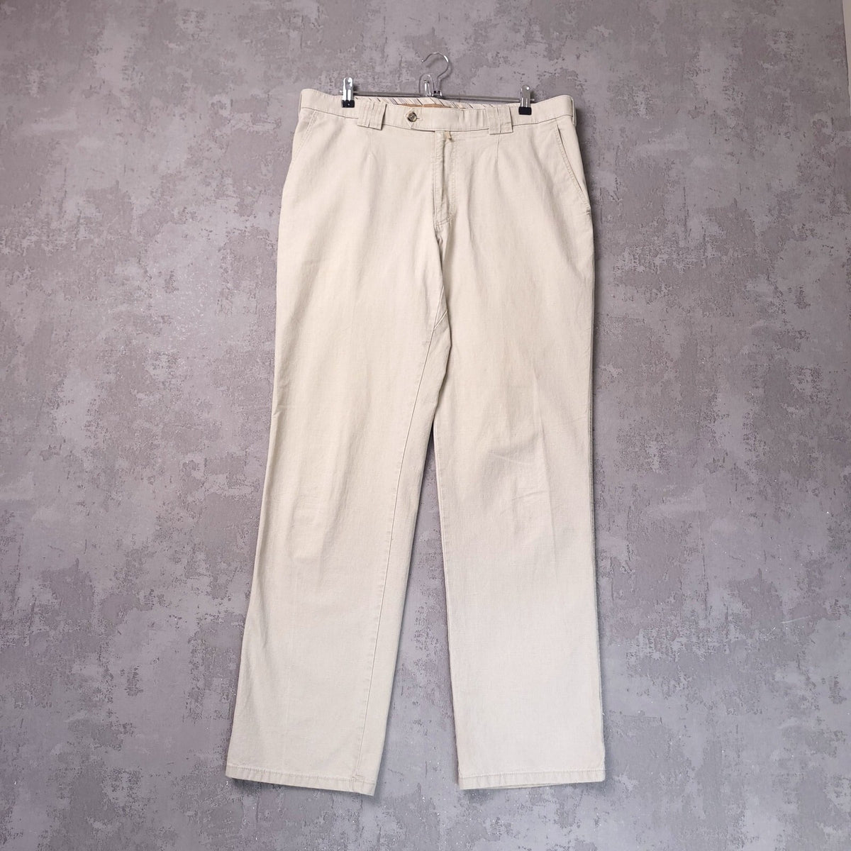 Meyer Trousers Mens W38 L34 Regular Fit Beige Cotton Stretch Chinos