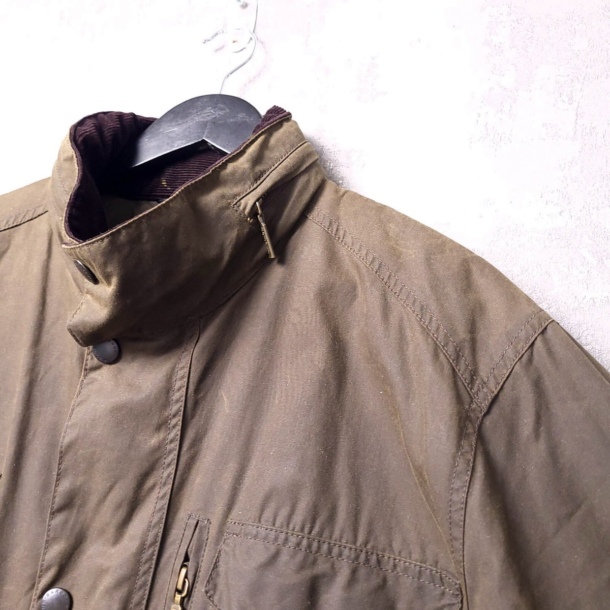 Barbour Wax Sapper Jacket Mens Large Regular Fit Olive Green Field Coat Quilted