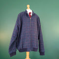 Peter Christian Harris Tweed Bomber Jacket Mens 52R Regular Fit Blue Check Wool
