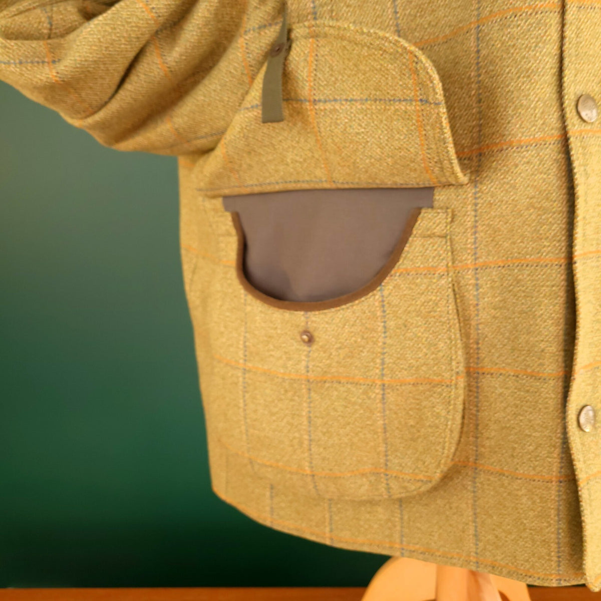 Chrysalis Tweed Overcoat Field Jacket Mens XL Mustard Yellow Check The Chiltern