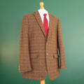 Brook Taverner Tweed Blazer Mens 40L Brown Check 100% Wool Jacket Sport Coat
