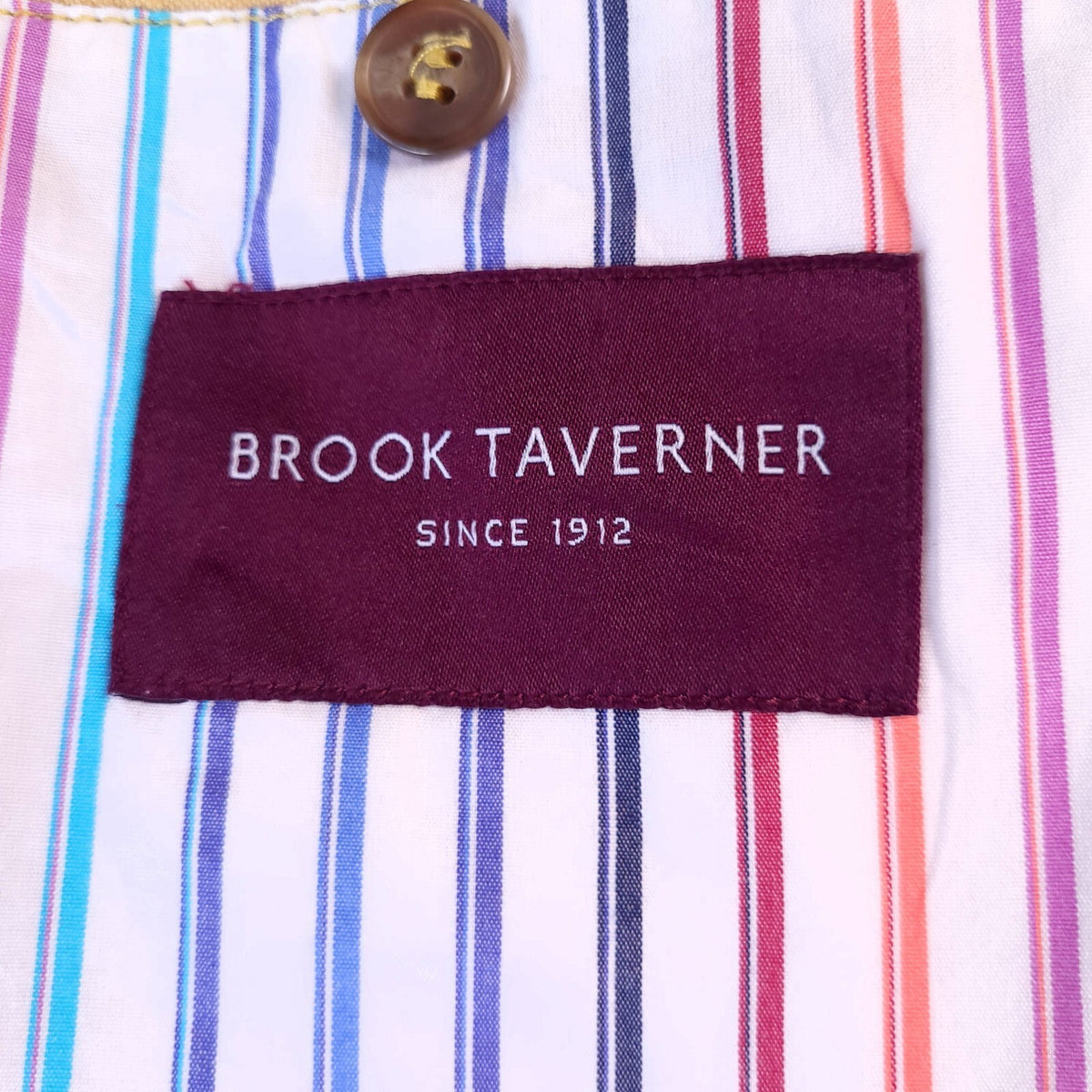 Brook Taverner Linen Blazer Jacket Mens 44R Regular Fit Yellow Cotton Sport Coat