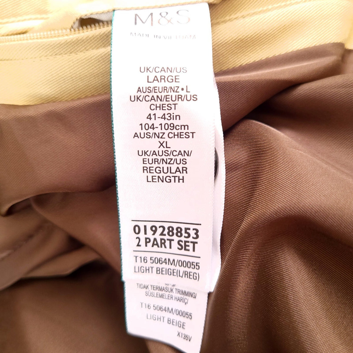 Marks & Spencer Trench Coat Mens Large Regular Fit Beige Belted Shower Resistant