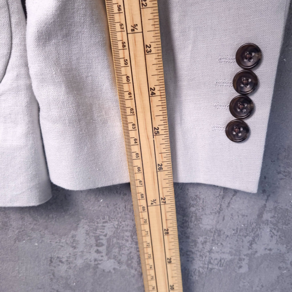 Next Tailoring Linen Blazer Jacket Mens 46R Slim Fit Light Grey Double Breasted