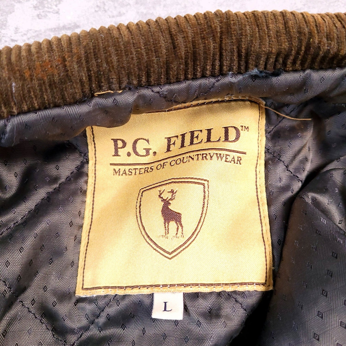 P.G. Field Tweed Field Coat Mens Large Reg Fit Olive Green Herringbone Jacket