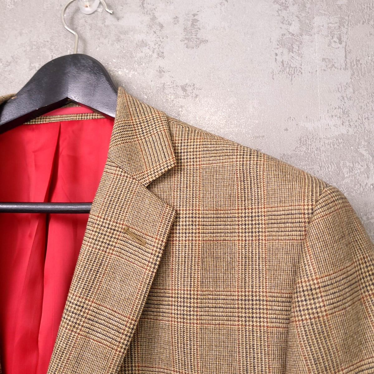 Brook Taverner Tweed Blazer Mens 44S Brown Check 100% Wool Jacket Sport Coat