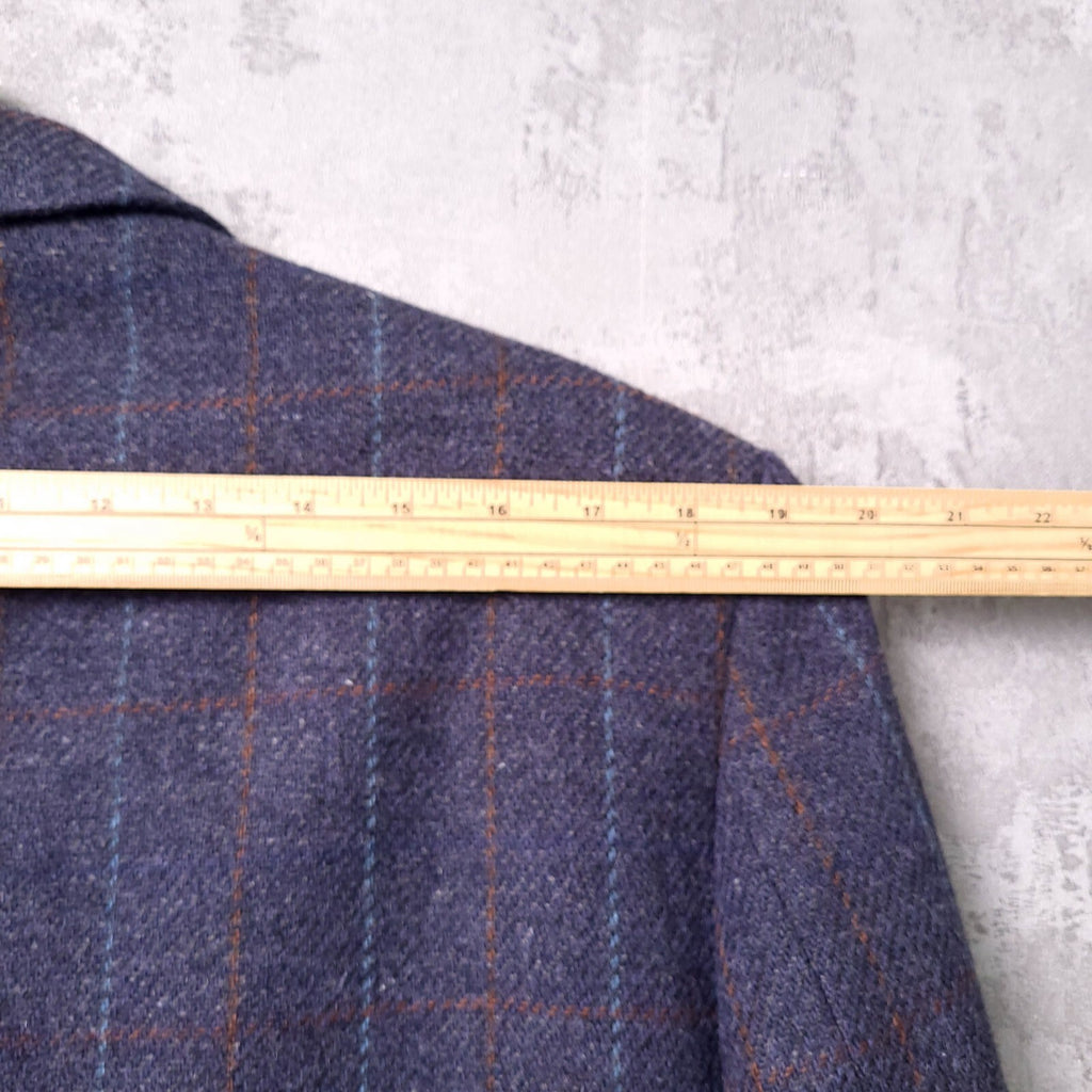Brook Taverner Tweed Blazer Mens 44R Regular Fit Blue Check 100% Wool Jacket