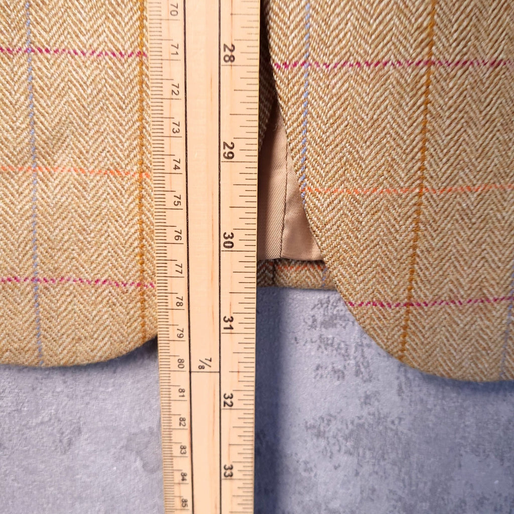Brook Taverner Herringbone Tweed Blazer Jacket Mens 40R Beige Check Wool Sport