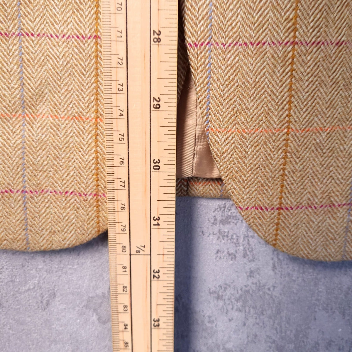 Brook Taverner Herringbone Tweed Blazer Jacket Mens 40R Beige Check Wool Sport