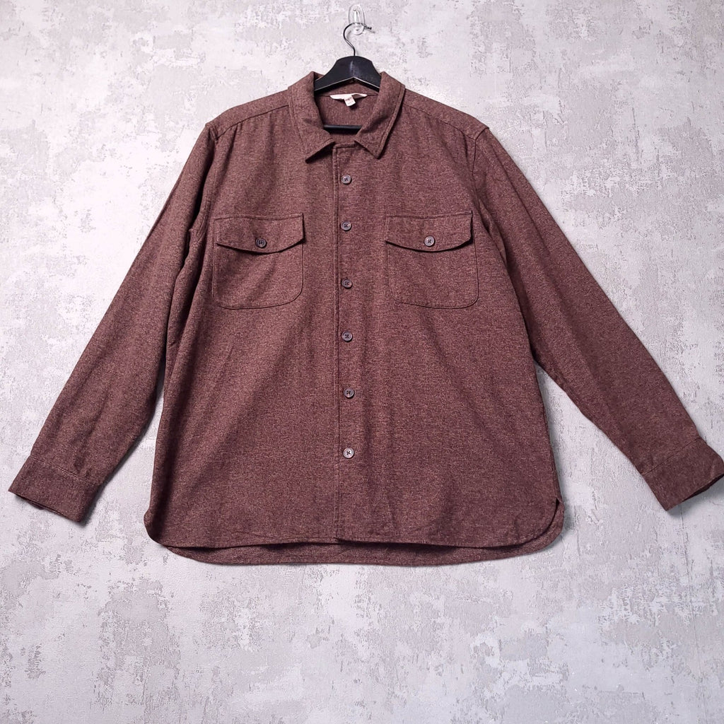 Seasalt Overshirt Shirt Mens L Regular Fit Brown Button Down Long Sleeve Cotton