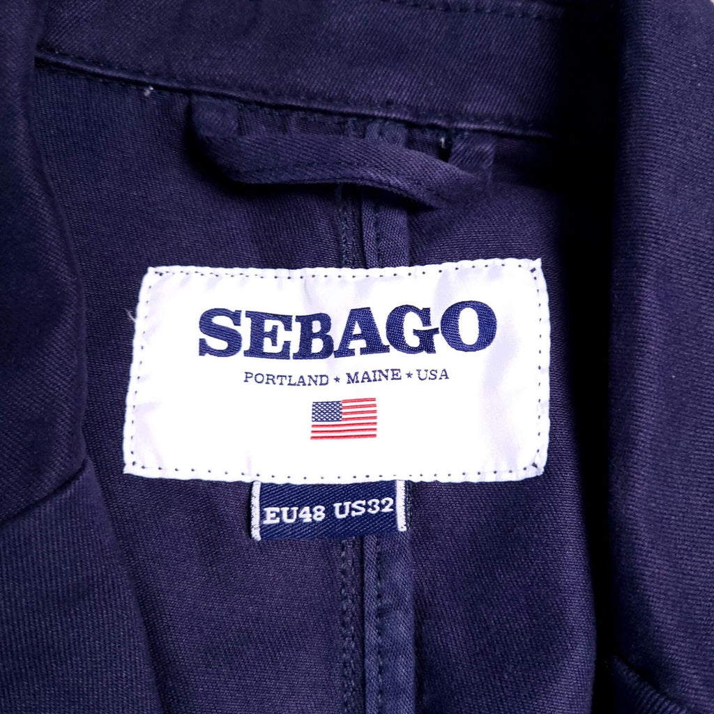 Sebago Blazer Jacket Mens 42 Regular Fit Navy Blue Sport Coat Cotton Chore
