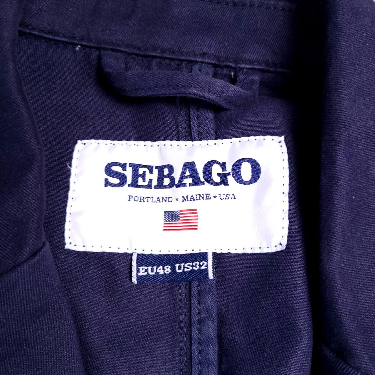 Sebago Blazer Jacket Mens 42 Regular Fit Navy Blue Sport Coat Cotton Chore