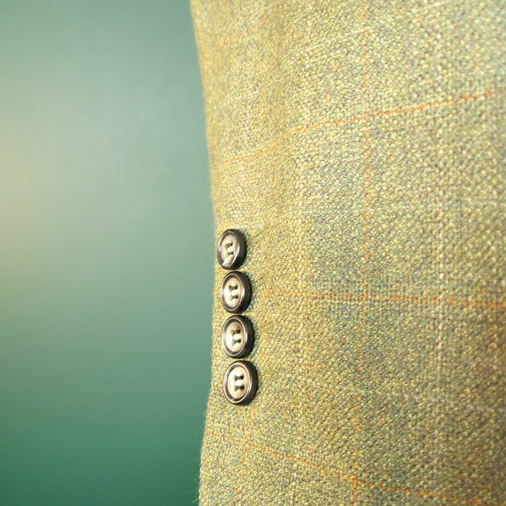 Brook Taverner Tweed Blazer Jacket Mens 46S Regular Fit Green Check Sport Coat