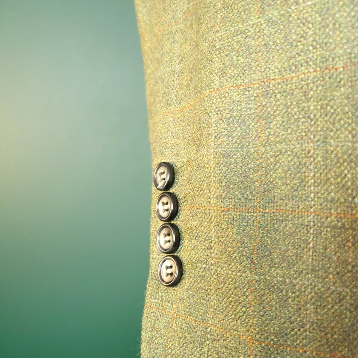 Brook Taverner Tweed Blazer Jacket Mens 46S Regular Fit Green Check Sport Coat