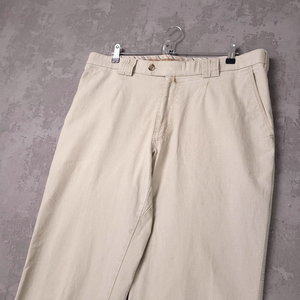 Meyer Trousers Mens W38 L34 Regular Fit Beige Cotton Stretch Chinos