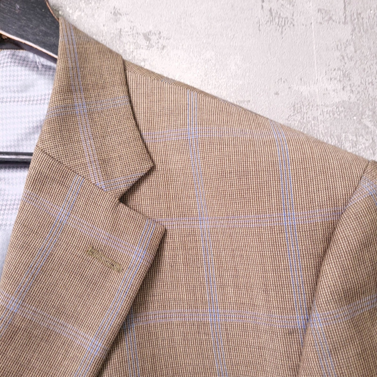 Marks & Spencer Wool Cashmere Blazer Jacket Mens 44L Tobacco Brown Check Sport
