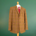 Brook Taverner Moon Tweed Blazer Mens 44R Brown Check Wool Jacket