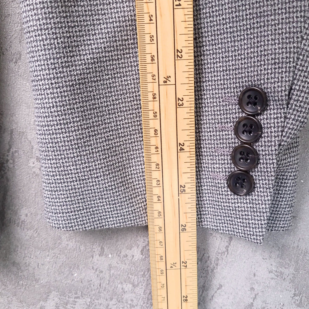 Next Blazer Jacket Mens 44R Slim Fit Grey Check Double Breasted Sport Coat