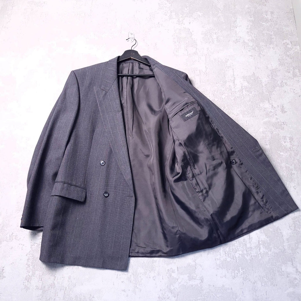 Vintage St Michael Wool Blazer Jacket Mens 42L Grey Pinstripe Double Breasted