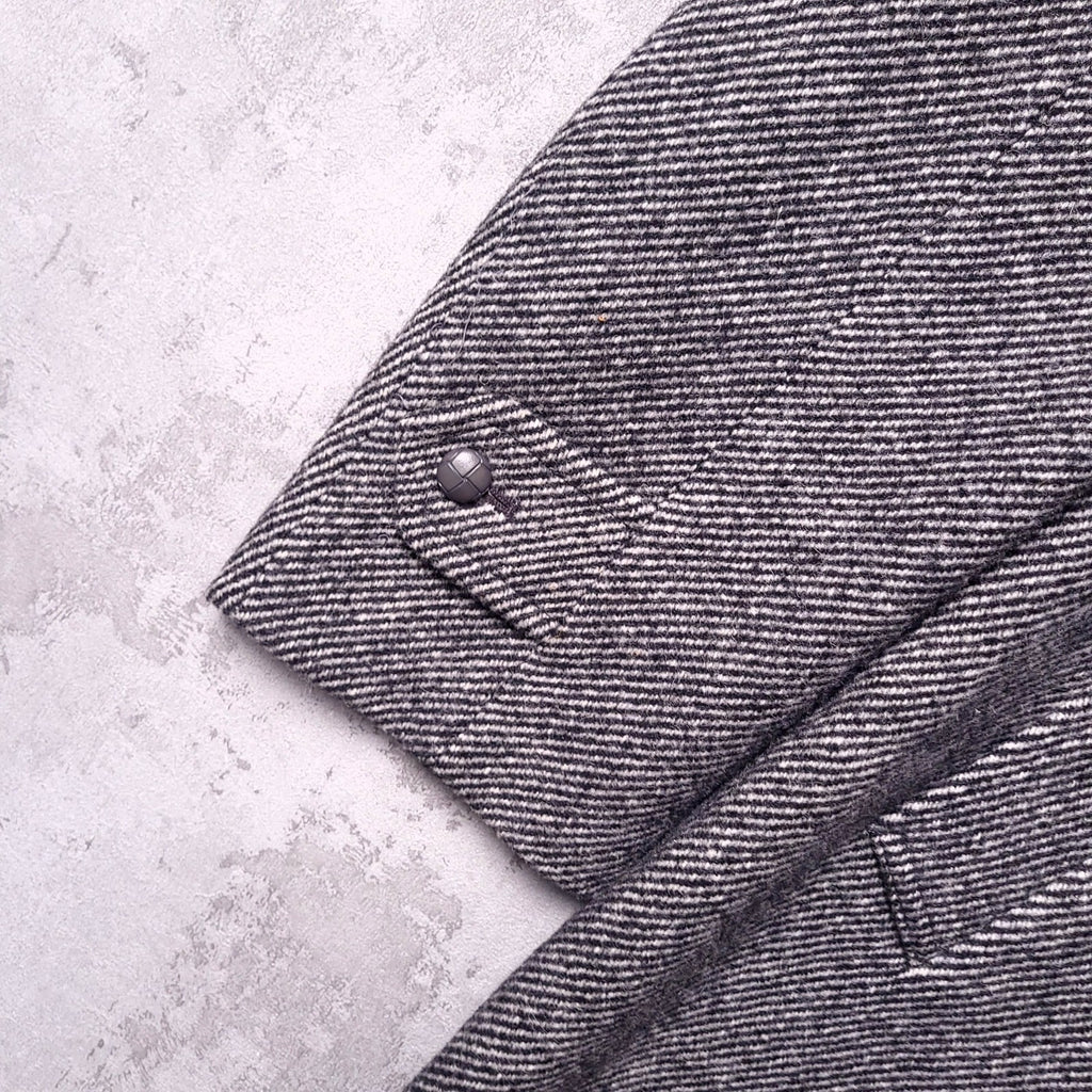 Brook Taverner Tweed Overcoat Mens 42R Regular Fit Grey Herringbone Wool Jacket