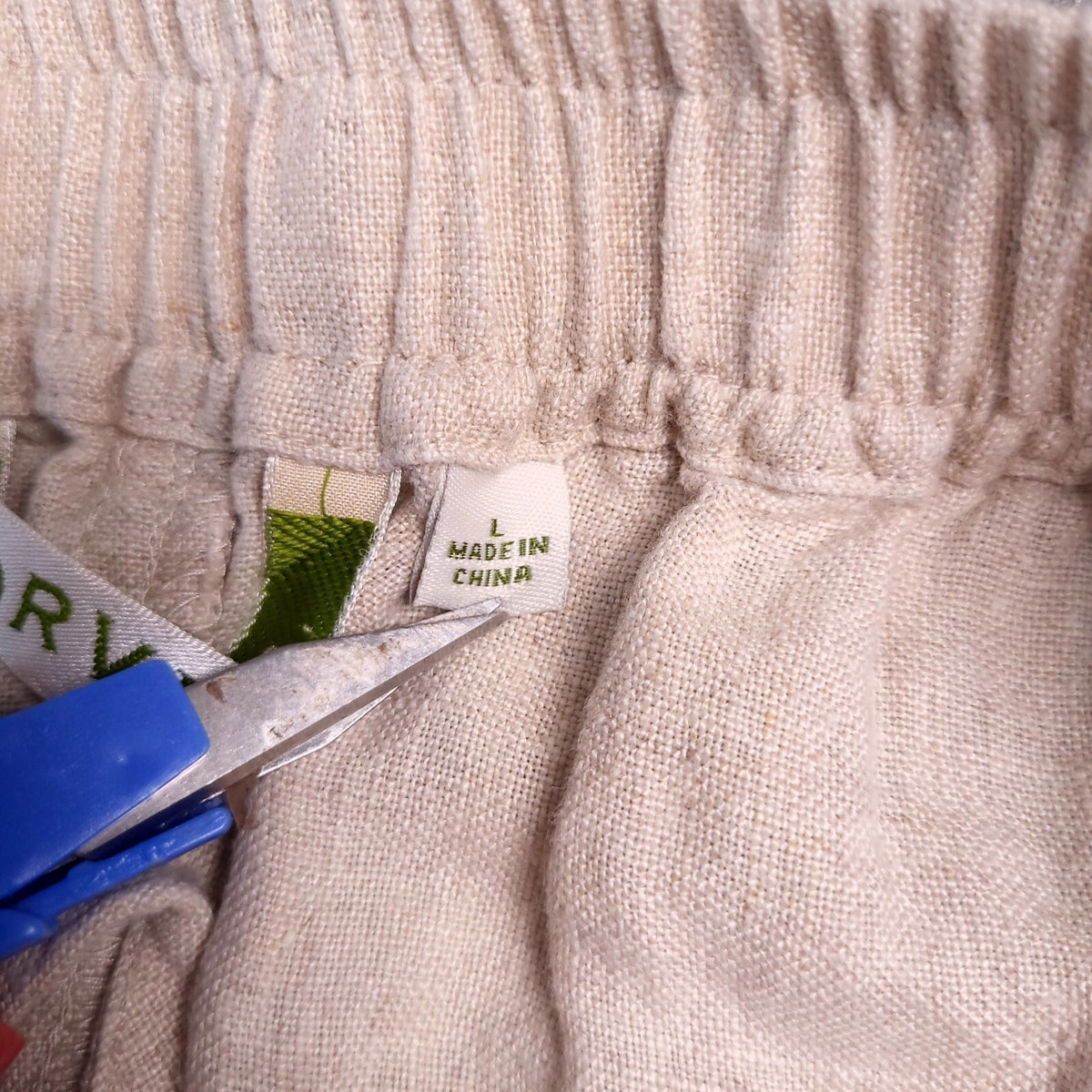 Orvis Linen Trousers Mens L Regular Fit Beige Elasticated Waist Drawstring