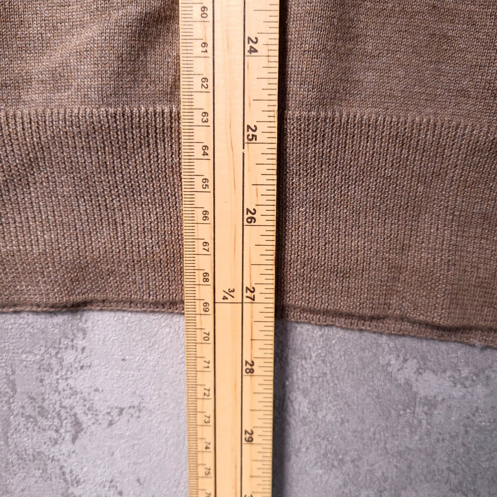 Hackett London Cotton Silk Jumper Mens XL Reg Fit Brown Coffee V Neck Sweater