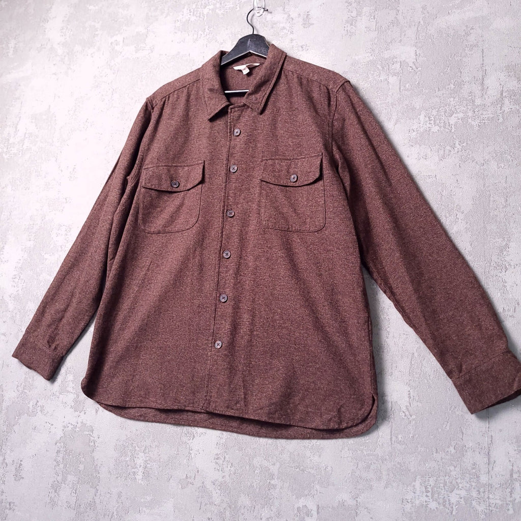Seasalt Overshirt Shirt Mens L Regular Fit Brown Button Down Long Sleeve Cotton