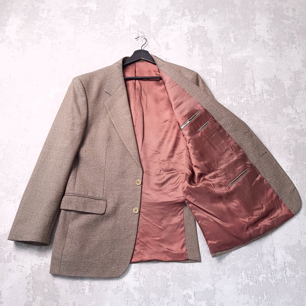 Brook Taverner Tweed Blazer Jacket Mens 38R Regular Fit Brown Sport Coat