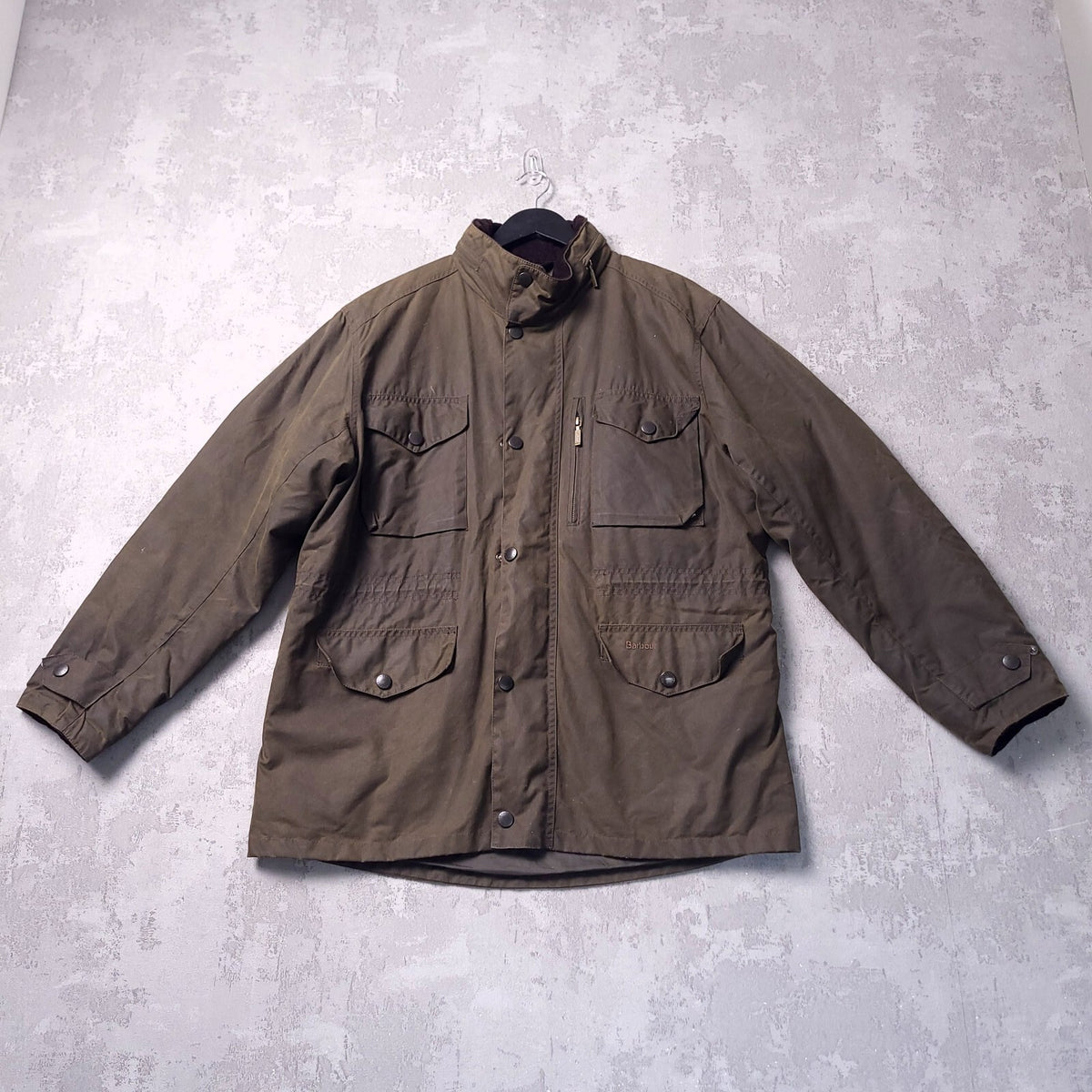 Barbour Wax Sapper Jacket Mens Large Regular Fit Olive Green Field Coat Quilted
