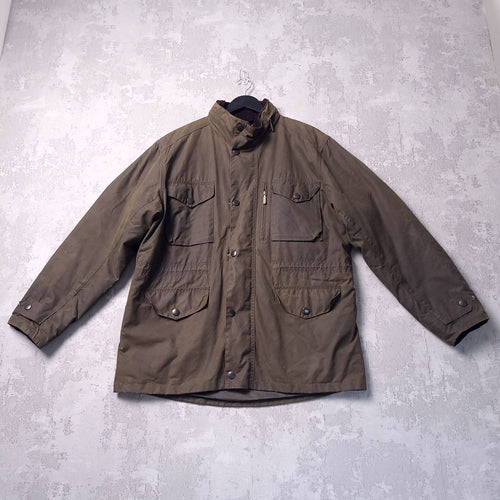 Barbour Wax Sapper Jacket Mens Large Regular Fit Olive Green Field Coat Quilted