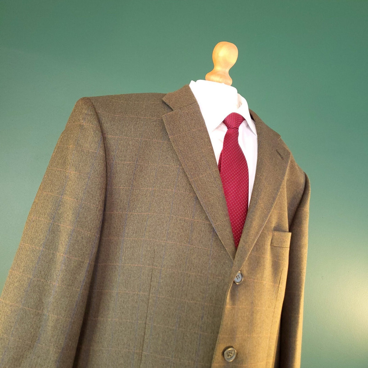 James Barry Tweed Blazer Jacket Mens 46R Reg Fit Olive Green Check Sport Coat