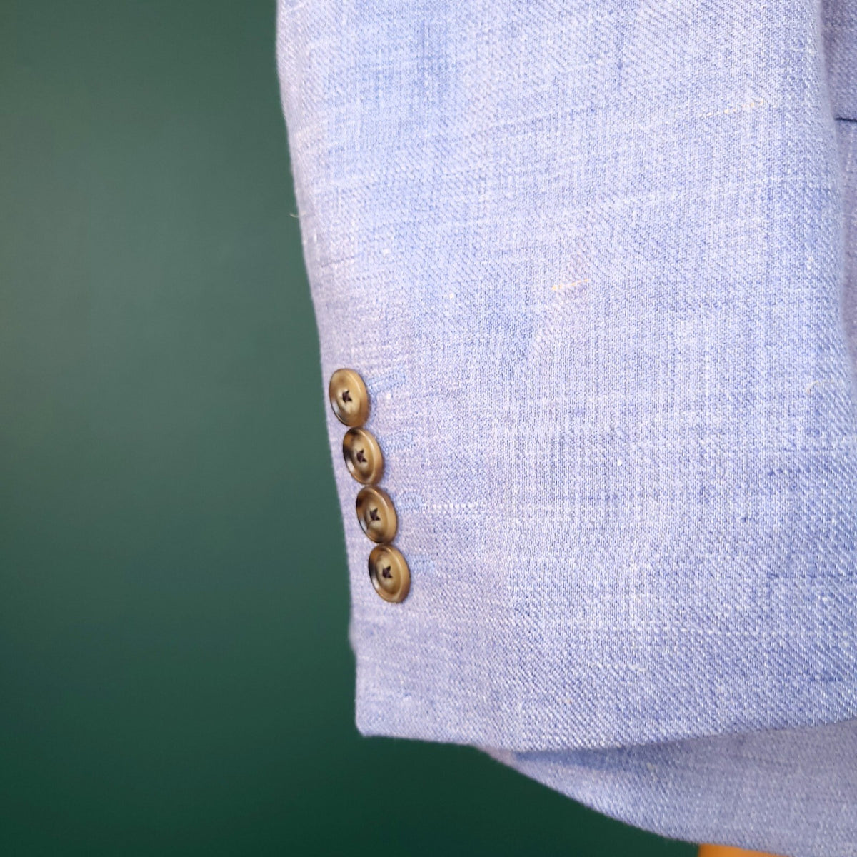 Moss Linen Blazer Jacket Mens 40R Tailored Fit Light Blue Sport Coat