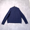 Fat Face Wool Jumper Mens XXL Regular Fit Navy Cable Knit Quarter Zip Sweater