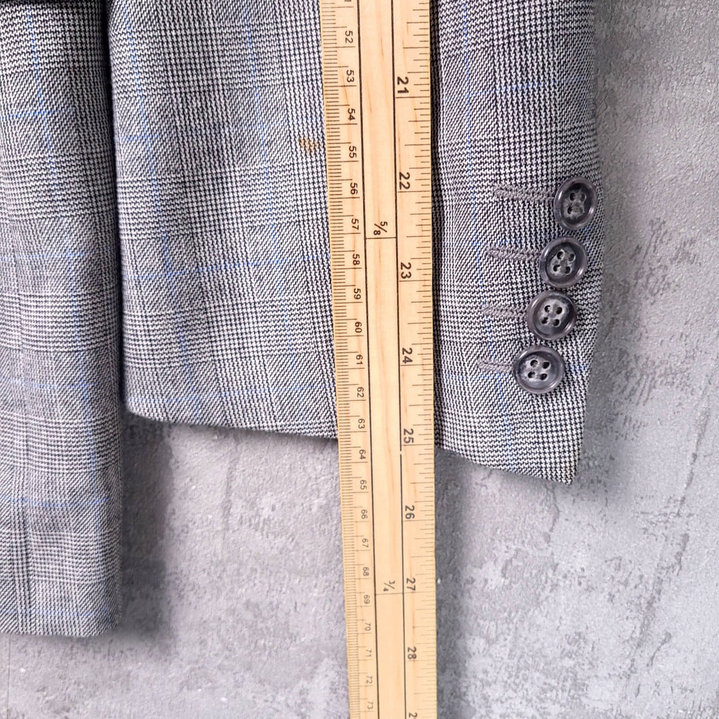 Vintage St Michael Tweed Blazer Jacket Mens 42R Regular Fit Grey Blue Check