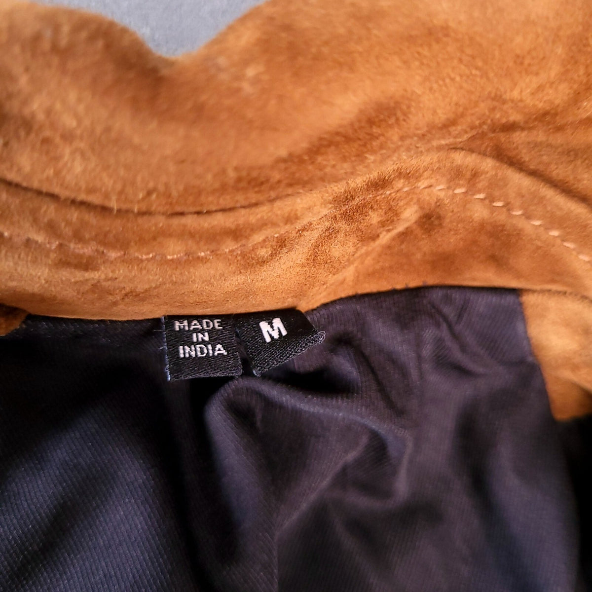 Superdry Suede Leather Jacket Mens M Regular Fit Brown Tan Harrington Full Zip